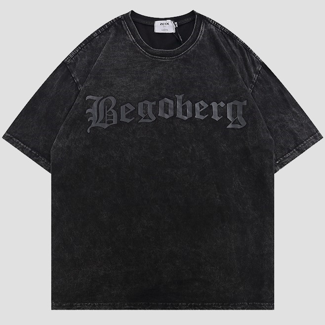 Begobery Vintage Tee – Washed Dark Grey
